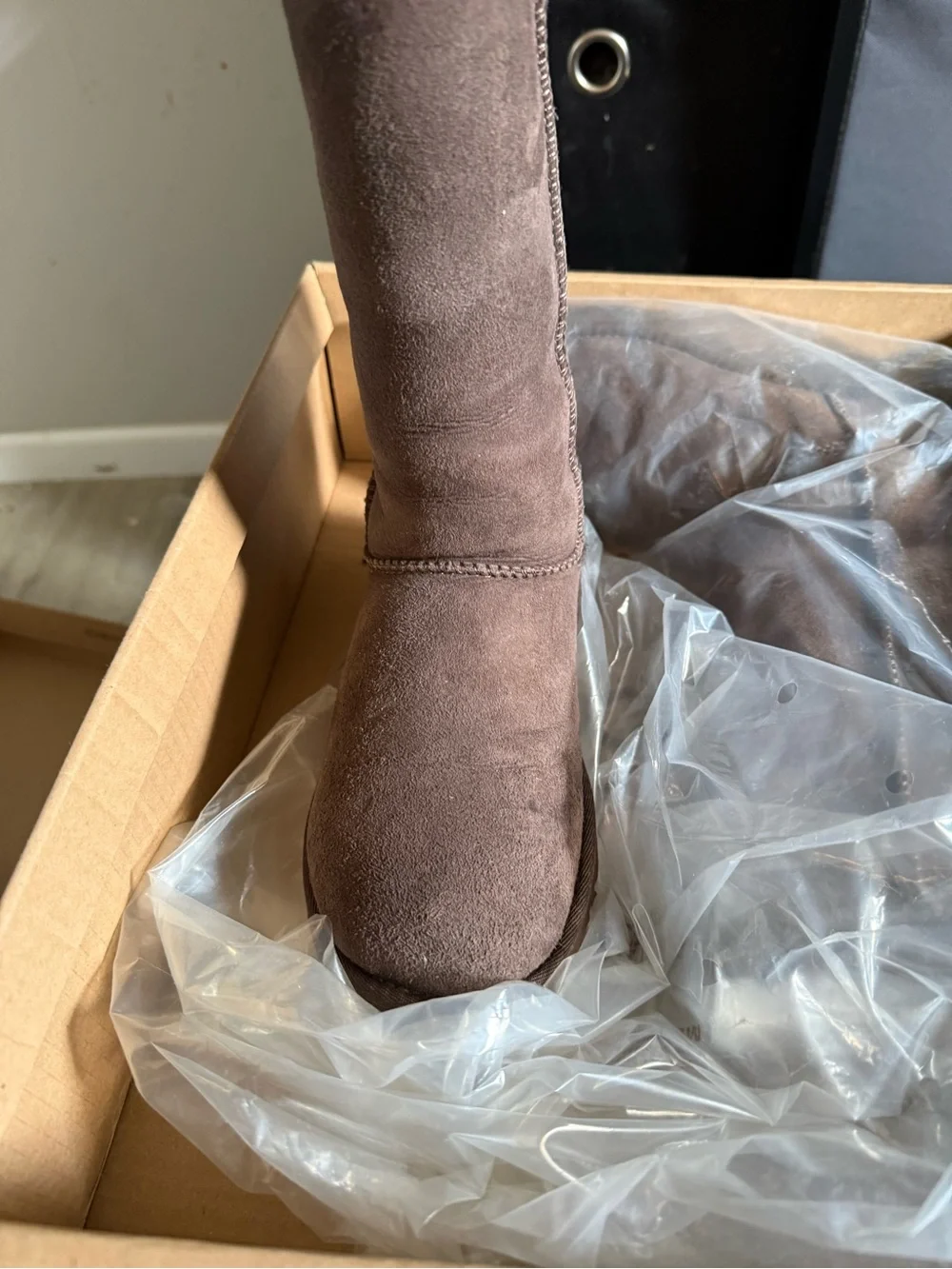 Ugg Chocolate Brown Suede Mid-Calf Boot.